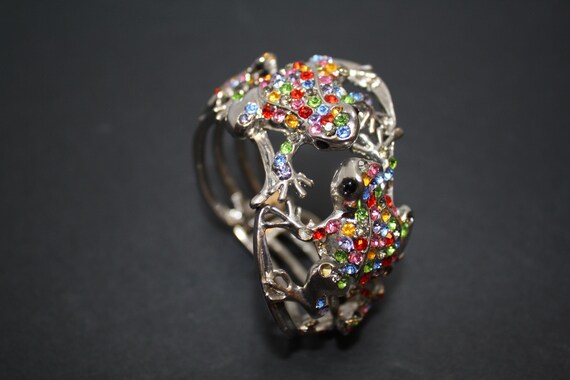 Rhinestone 'Frogs' Spring Closure Bracelet - image 1