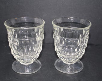 Fostoria Cubist Style Footed Clear Juice Glasses