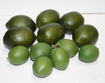 Set of 12 Vintage Faux Green Plastic Limes (2 sizes)