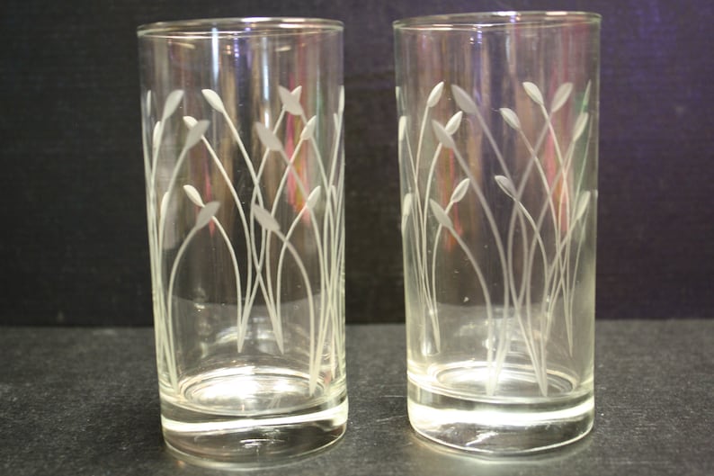 Crisa Crystal Etched Water Glasses Etsy