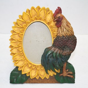 Vintage Rooster/Sunflower Oval Desktop Picture Frame by CBK Limited