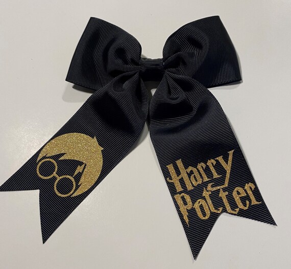 Clip or Ponytail Girls Hair Bow 4/" Wide Harry Potter Black Ribbon Barrette