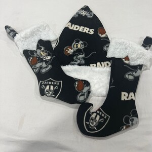 Raiders Santa Hat and Wicked Stocking plus Regular Stocking
