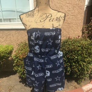 Navy Blue Cowboys Pocketed Romper