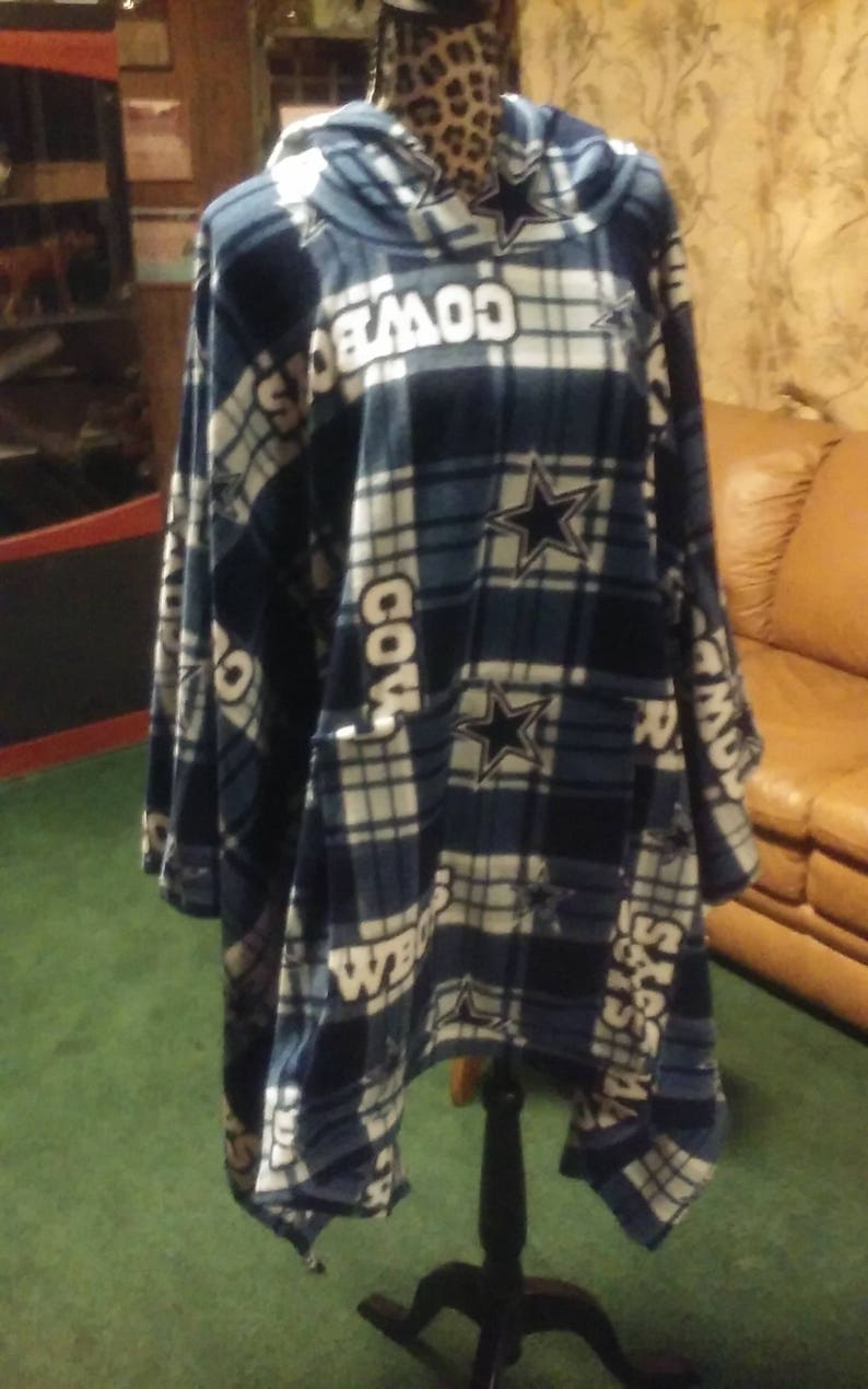 Cowboys Hooded Poncho with front pocket image 1
