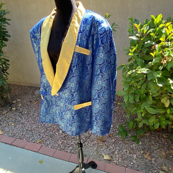 Blue Brocade Smoking Jacket