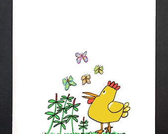 All Occasions Cards: A Hen Among the Flowers and Butterflies