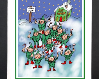 Christmas cards: Elves