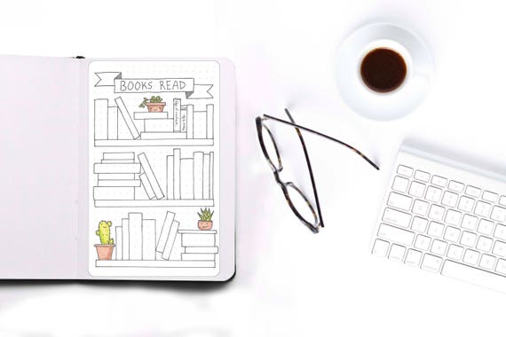 Journal Bookshelf Page // Printable Planner Page // Creative Journal Bookshelf // Books Read Printable Tracker // Downloadable Journal Pages