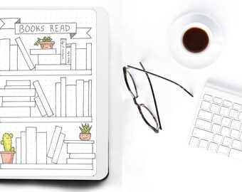 Letter Sized Journal Bookshelf Page // Printable Planner // Journal Book Tracker // Books Read Printable Page // Downloadable Journal Pages