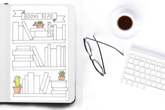 Letter Sized Journal Bookshelf Page // Printable Planner // Journal Book Tracker // Books Read Printable Page // Downloadable Journal Pages