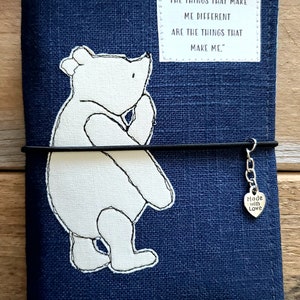 Winnie the Pooh-Different Me Fabric Cover for Travelers Notebook, Hobonichi Techo, Stalogy,Custom Cover,Passport holder, LinenCover,FauxDori