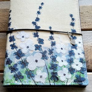 Blue & White Flowers Travelers Notebook,Stalogy,Hobonichi techo Fabric Cover,Field note,Faux Dori,Travel Diary,Notebook Planner Cover