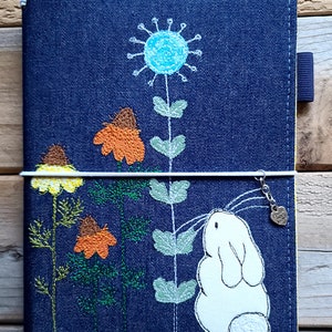 Bunny Wishing Stalogy, Hobonichi Techo,Travelers Notebook, Custom  Fabric Cover,Faux Dori,Passport,Planner,Travel ,Journal Cover