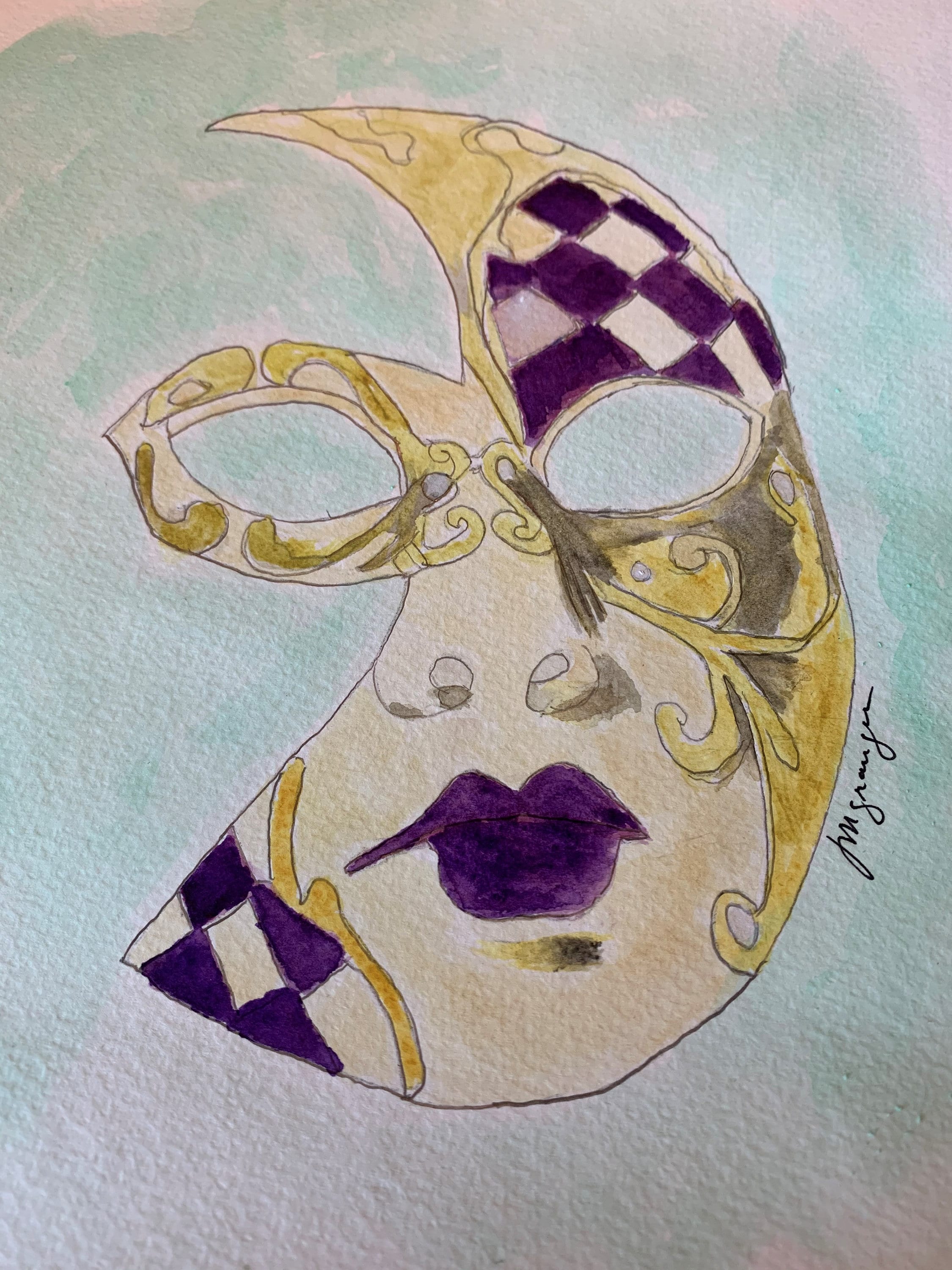 mardi gras mask watercolor