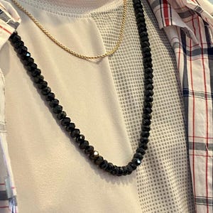 Black Spinel necklace for men, gemstones necklace, men’s necklace, fashion beaded necklace, minimalist, gift idea, unisex, chunky necklace