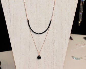 Black Spinel Necklaces , Black Spinel beaded Necklaces, everyday layering necklace, fashion necklace, gemstone necklace, gift for her, gift