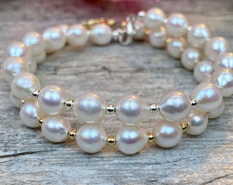 High quality Baroque pearls bracelet, holidays gift, bracelet for her, minimalist Handmade everyday bracelet, layering bracelet, gift idea