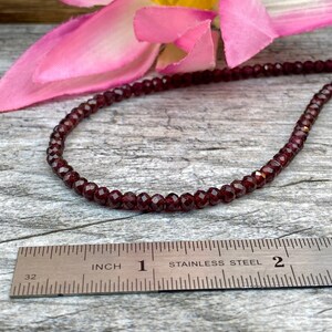Natural 4mm Red Garnet choker beaded Necklace, layering necklace, gift for her, unisex necklace, everyday necklace, minimalist, gift idea