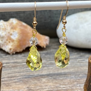 Lemon Citrine Earrings, drop earrings, November birthstone, gemstones earrings, gift for her, earrings for women, everyday earrings, gift