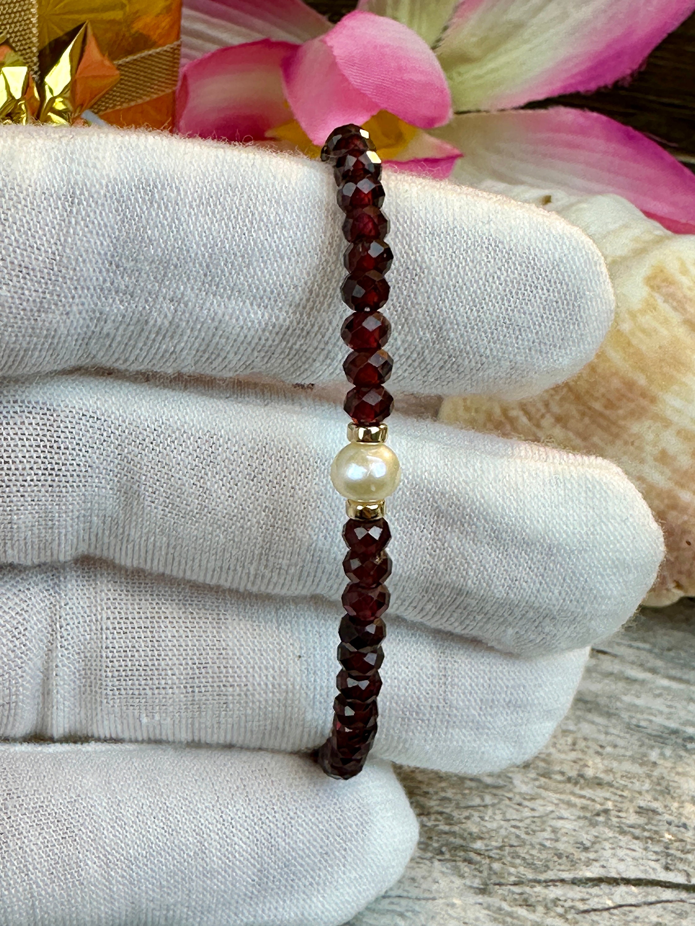 Bracciale con perline di granato in pietra naturale, sottile, multifaccettato, fatto a mano, con cordoncino rosso, braccialetti per donna, regolabile, Bileklik  36