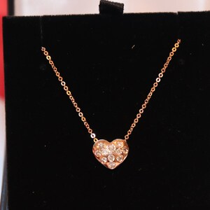 Diamond Heart Necklaces in 14k White or Rose Gold, birthday gifts, gift for mom, heart necklace, diamond necklace, everyday necklace, gift
