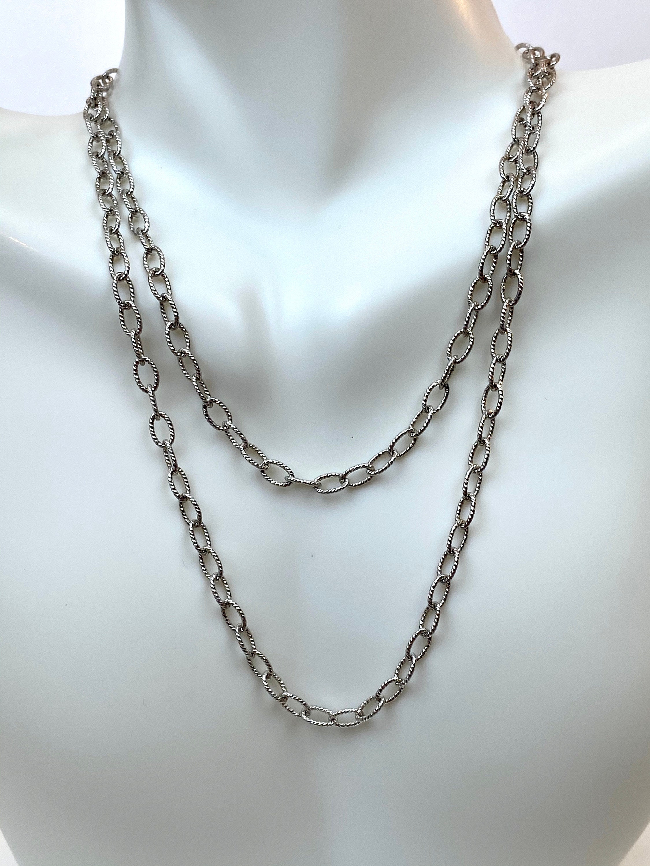 アクセサリー GIDEAL. twist chain silver necklace Sterling Silver Oval Twist Chain Necklace - 24 Inch - Etsy
