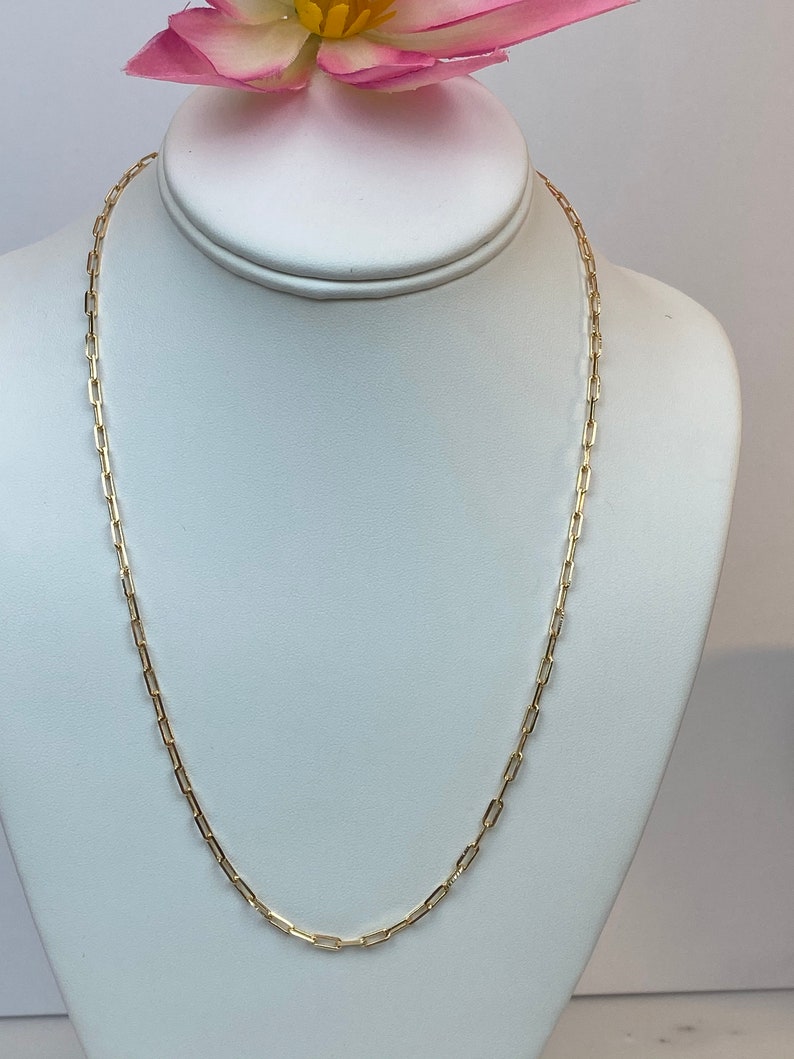 14k Gelbgold 4mm Büroklammer Kette Rolo Länglich Link Kabel