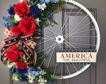 Patriotic 4th of July porch decor is some of my favorite home decor to shop for! Etsy is an especially great spot to find unique decor finds--and that includes patriotic porch decor. You can't go wrong with this patriotic wreath. 