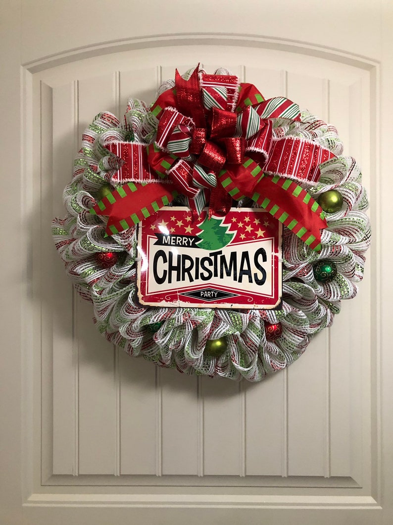 Merry Christmas Wreath Blue And Red Christmas Wreath Christmas Wreath Retro Door Hanger Mesh Wreath Christmas Home Living Wreaths Door Hangers Delage Com Br