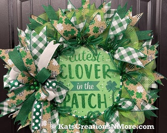 St Patrick’s Day Wreath, Irish Front Door Decor, Clover Porch Decoration, Seasonal Holiday Wall Hanging, Ready to Ship, KatsCreationsNMore,