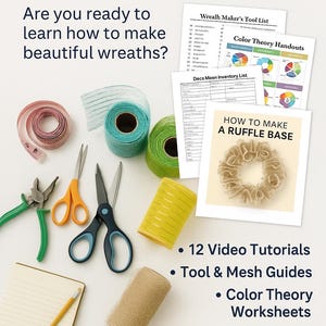 Wreath Making Back to Basics Virtual Class, How to Make Deco Mesh Wreaths, Video Tutorials for Beginners, KatsCreationsNMore