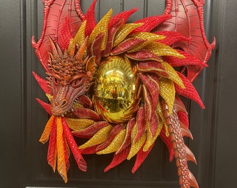 Dragon Egg Wreath, Fantasy Game Room Decoration, Legendary Lore Front Door Decor, Party Porch Decoration, Wall Hanging, KatsCreationsNMore