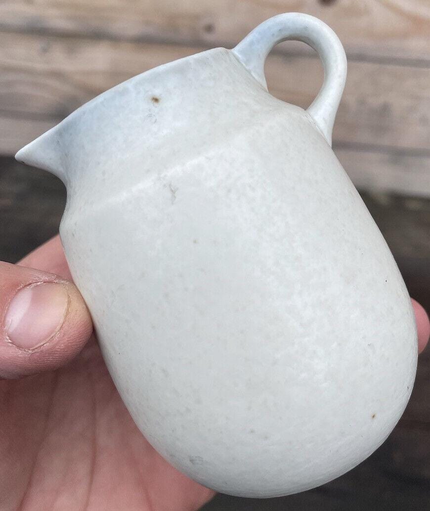 Vintage French Thin Vase by Porcelaine Virebent in Blue