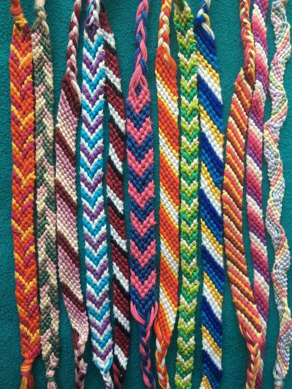 Woven string friendship bracelets choose your own | Etsy