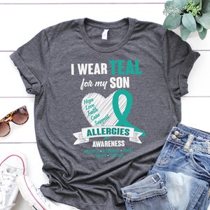 I Wear Teal For My Son -  Allergies Awareness  - Parent Support Short-Sleeve Unisex T-Shirt