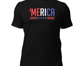 Merica | Stars und Streifen | Rot-Weiß und Blau | 4. Juli Patriotische Short-Sleeve Unisex T-Shirt