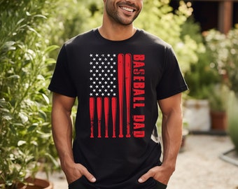 Baseball Dad T-Shirt | Fathers Day Gift | Happy Fathers Day | Baseball Game | Sports Dad Gift | Baseball Coach | Patriotic Baseball T-Shirt
