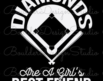 Diamonds Are A Girl's Best Friend PNG | Funny Softball Player | Sport Ball Design | Digital Instant Download Only