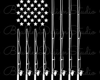 Fishing Pole PNG | American Flag | Patriotic Outdoorsman Fisherman | Digital Instant Download Only