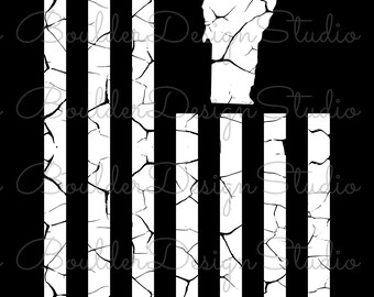 Vermont Cracked American Flag State Pride | State Map | White Design | Digital Instant Download Only