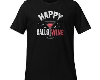 Glücklich Hallowine | Hallo-Wein | Halloween-Party | Halloween-Wein-Shirt | Lustige Halloween Shirt | Trick oder behandeln | Gruselige Wein T-Shirt