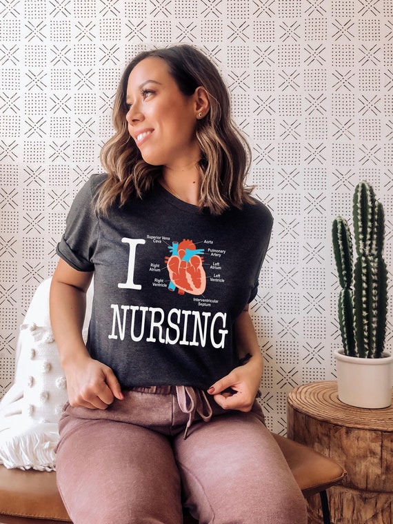 I Love Nursing T shirt Cute Nurse Shirt Funny Nurse Shirt Cardiac Tshirt Telemetry Unit Nursing School Student Nurse Anatomy Etsy UK