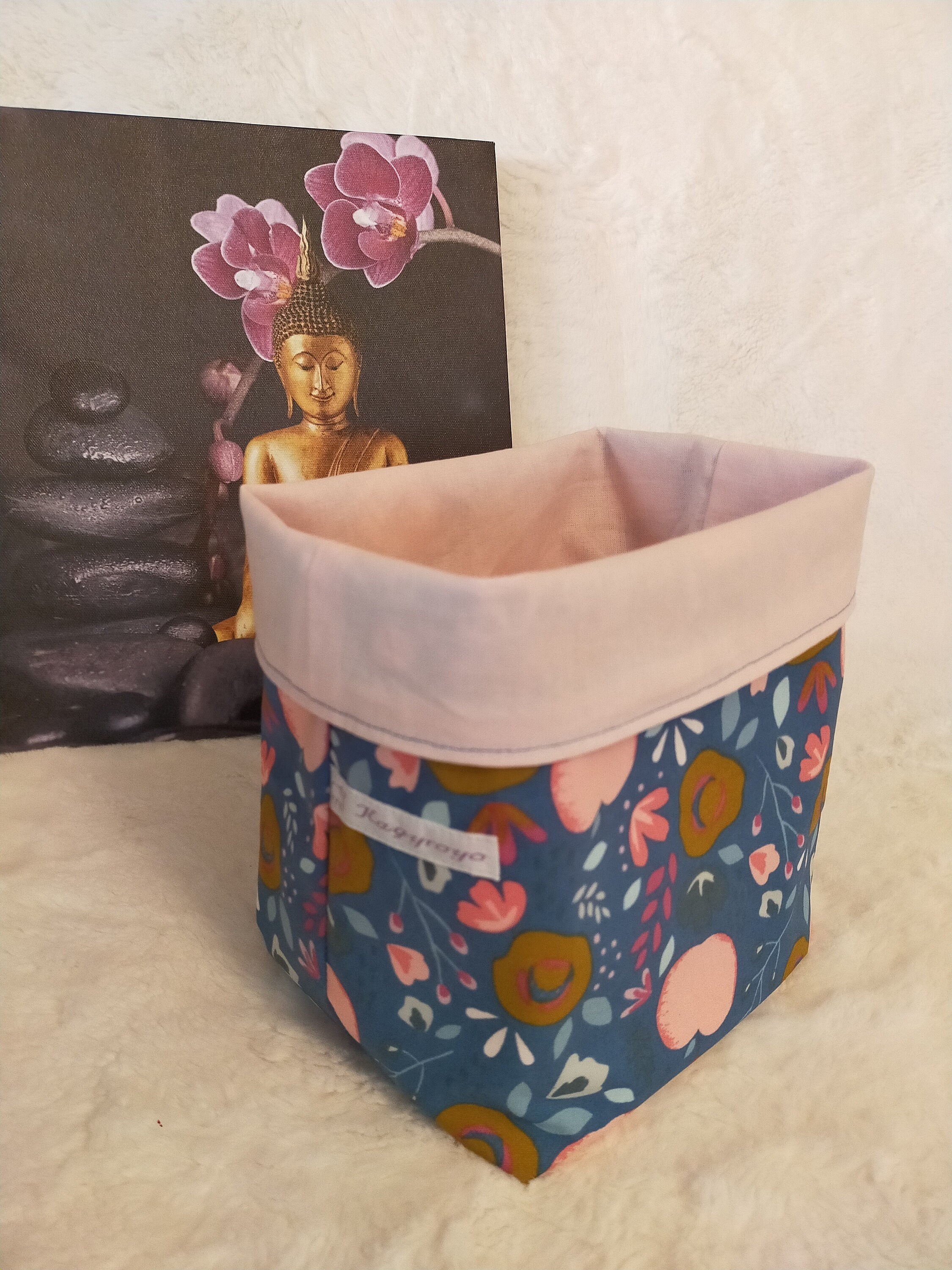 Panière en Tissu Coton Enduit Vide Poche Panière de Rangement Souple Déco Idée Cadeau Pour La Fête D