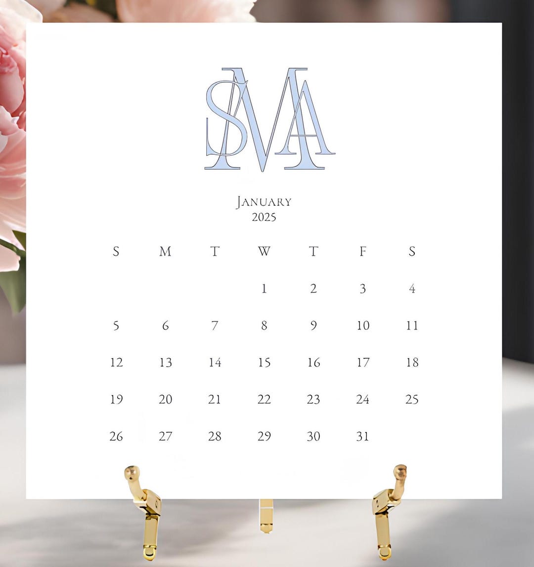 Digital 2025 Calendar, Digital Monogrammed Calendar, Downloadable ...
