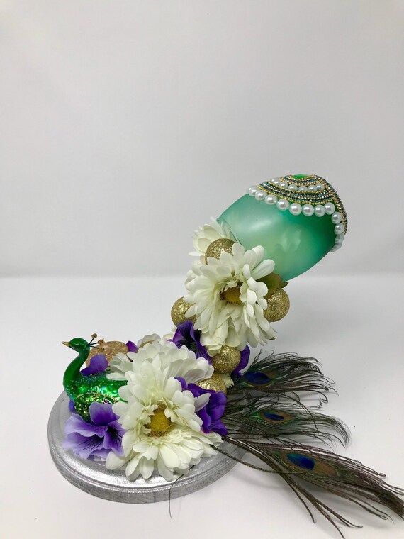 Floating Cup Centerpiece Peacock Decor Peacock Centerpiece Etsy