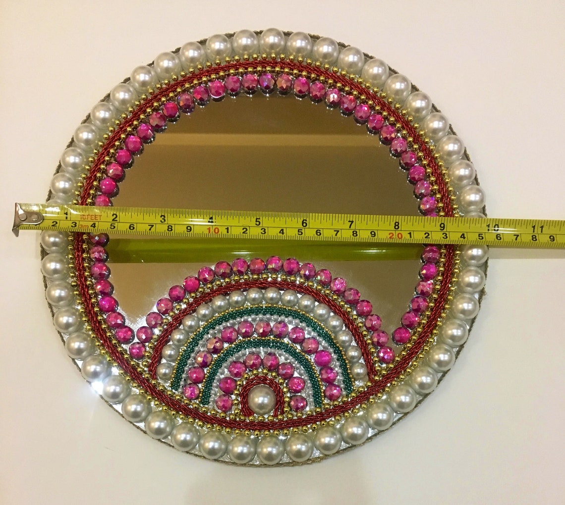 Buy Decorative Mirror Plate With Tea Light Holders / Diwali Decor