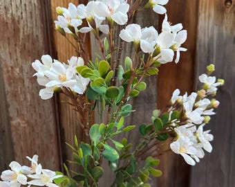 33.5" Artificial White Blossom Stem, Faux White  Blossom Branch, Floral Stem for wreath making or flower arrangement ,Fake Blossom for vase