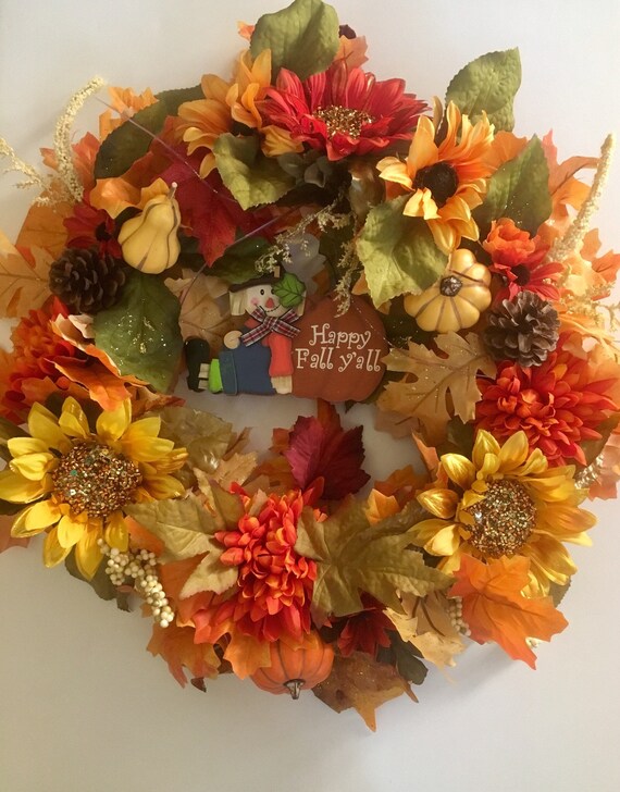 22 Fall Sunflower Wreath Thanksgiving Decor Autumn Etsy