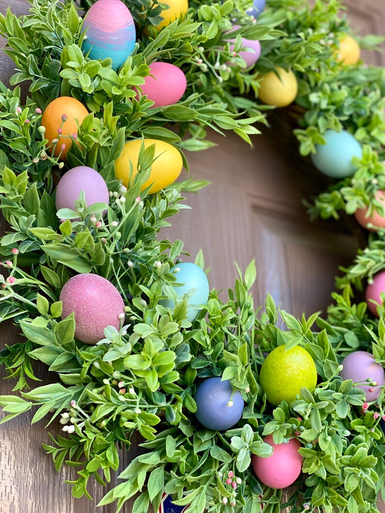 Easter Egg Wreath/ Easter Wreath for Front Door/ Easter Candle Etsy